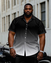 Men's Plus Size Black & White Gradient Business Short Sleeve Shirt Trousers Suit
